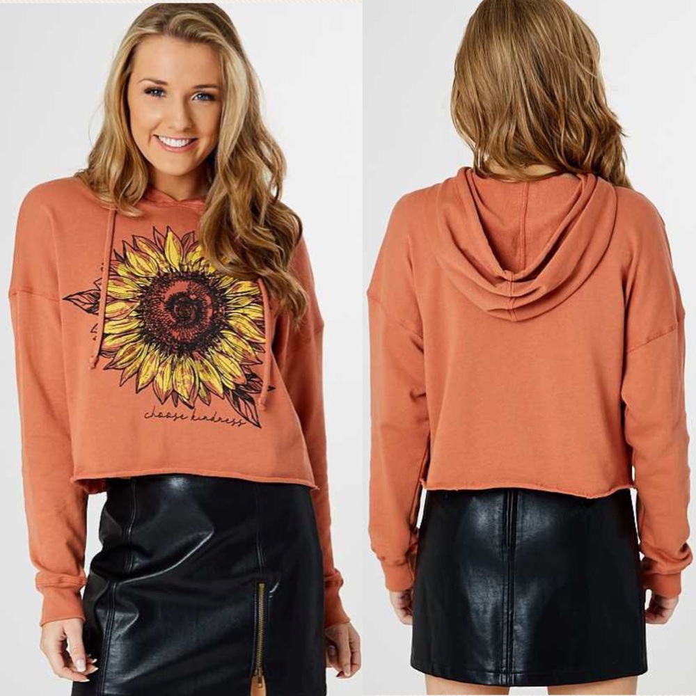 Choose Kindness Cropped Hoodie Sunflower NEW - Picture 2 of 7